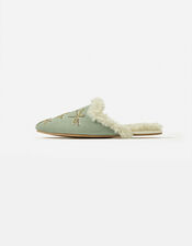 Dragonfly Embroidered Slippers WWF Collaboration, Duck Egg (DUCK EGG), large