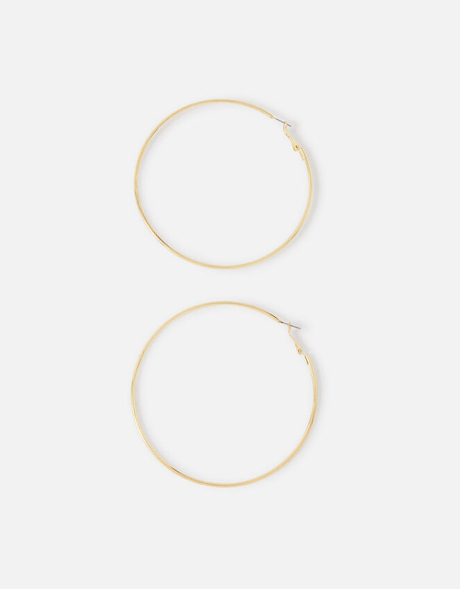 Large Simple Hoop Earrings, Gold (GOLD), large