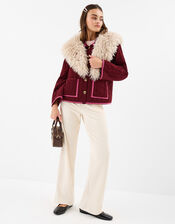 Whipstitch Quilted Corduroy Jacket, Red (BURGUNDY), large