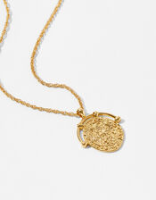 Gold-Plated Amulet Coin Necklace, , large