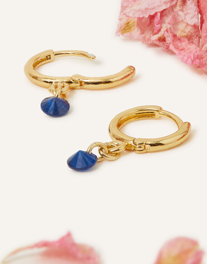 14ct Gold-Plated Sparkle Huggie Hoops, , large