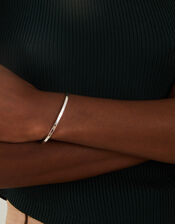 Sterling Silver-Plated Diamante Star Cuff Bracelet, , large