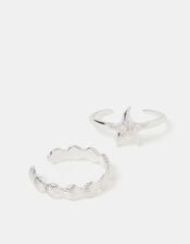 2-Pack Sterling Silver-Plated Shell & Starfish Rings, , large