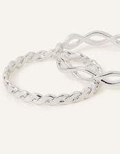 Crossover Band Rings Set of Two, Silver (SILVER), large