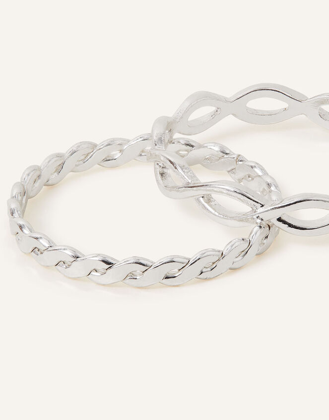 Crossover Band Rings Set of Two, Silver (SILVER), large