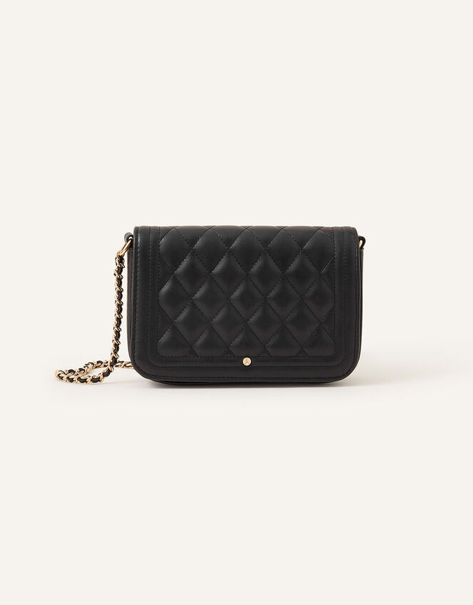 Quilted Chain CrossBody Bag Black Crossbody bags Accessorize UK