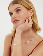 Sterling Silver-Plated Omega Chain Bracelet, , large