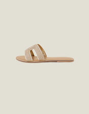 Beaded Cut-Out Wide Fit Sandals, Gold (GOLD), large