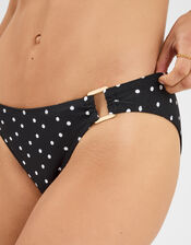 Polka Dot Bikini Bottoms, Black (BLACK WHITE), large