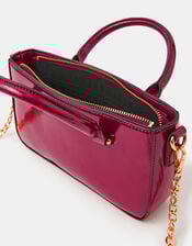 Patent Crossbody Handbag, Red (BURGUNDY), large
