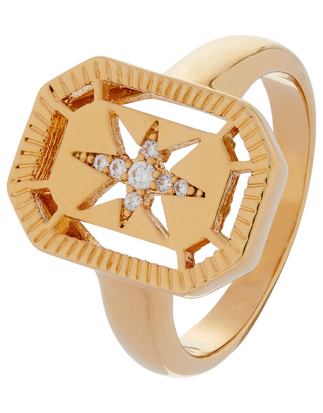 Gold-Plated Crystal Star Ring, Gold (GOLD), large