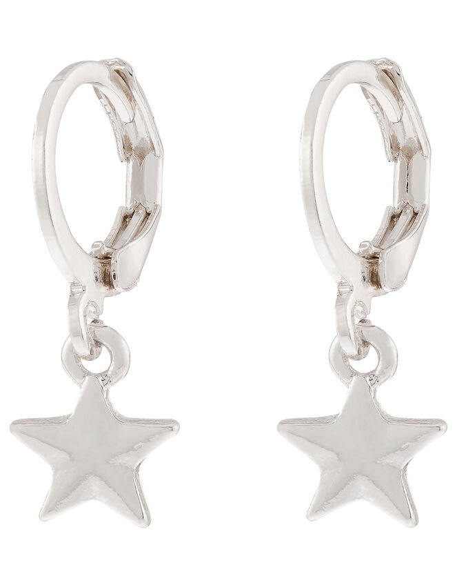 Star Charm Huggie Hoop Earrings, , large