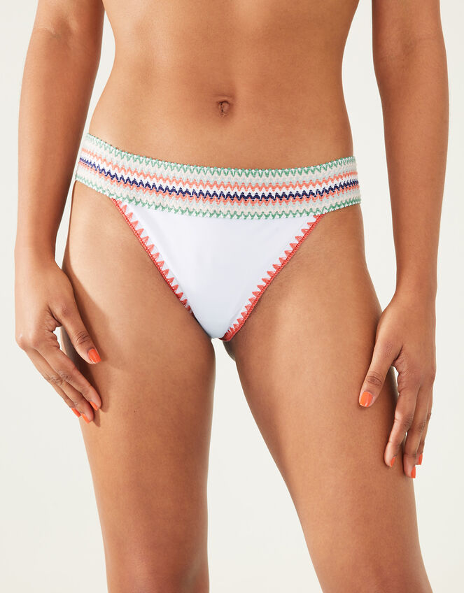 Crochet Trim Bikini Bottoms, White (WHITE), large