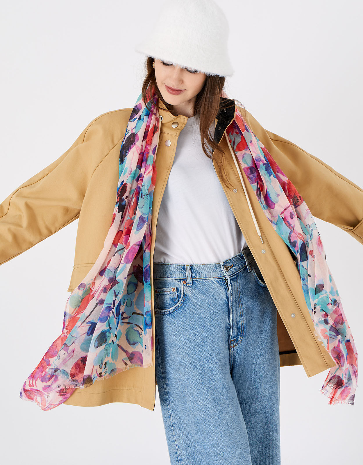 Dusky Rose Floral Scarf