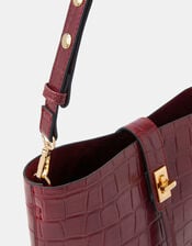 Faux Croc Bucket Bag, , large