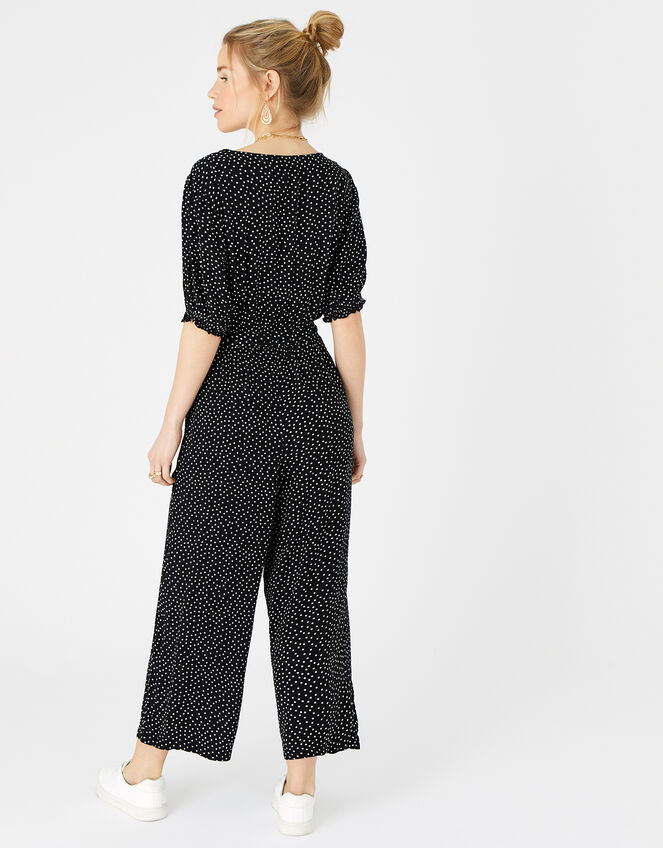 Spot Wrap Jumpsuit in LENZING™ ECOVERO™ , Black (BLACK WHITE), large