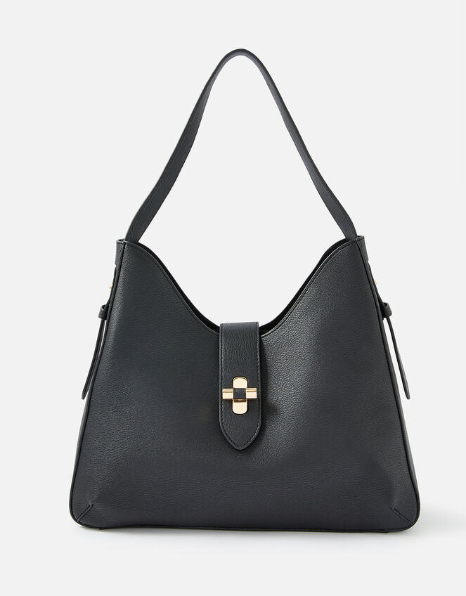 Talia Large Twistlock Shoulder Bag, Black (BLACK), large