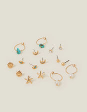 8-Pack Summer Stud and Hoop Earrings, , large