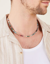14ct Gold-Plated Mixed Healing Stone Button Beaded Necklace, , large
