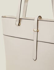 Large Faux Leather Tote Bag, Cream (CREAM), large