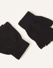 Plain Fingerless Gloves, Black (BLACK), large