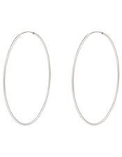 Platinum-Plated Medium Hoop Earrings, , large