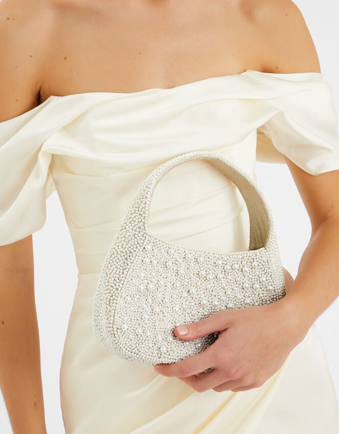 Mini Hand-Beaded Pearl Handbag, , large