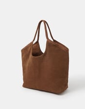 Stud Embroidered Suede Tote Bag, , large