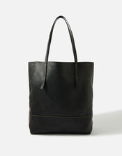 Large Leather Shopper Bag, Black (BLACK), large
