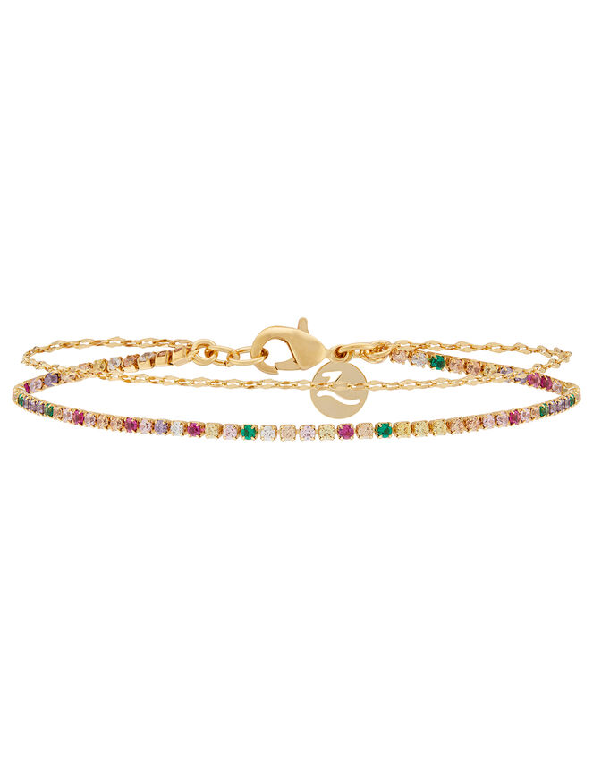 Gold-Plated Rainbow Layered Bracelet, , large