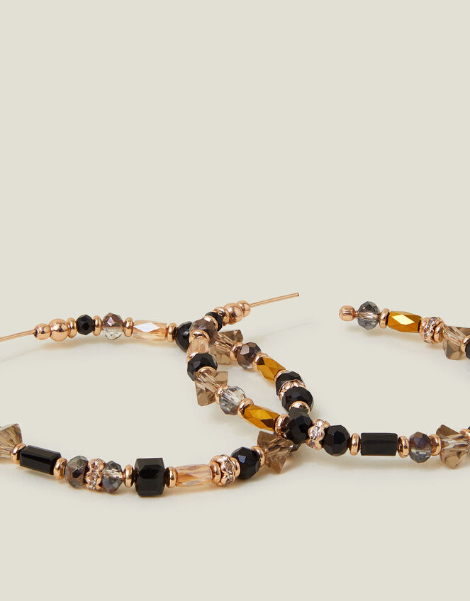 Large Mix Beaded Hoop Earrings, , large