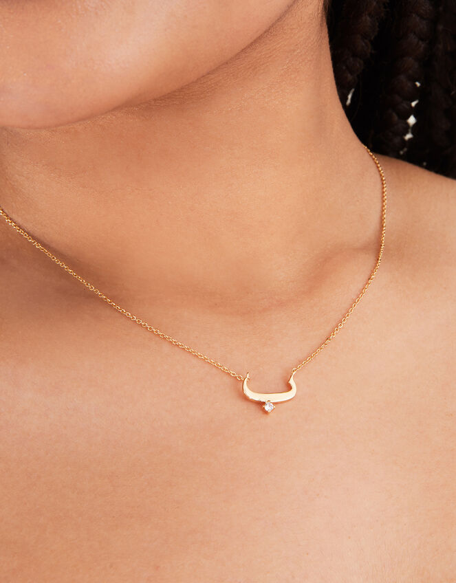 14ct Gold-Plated Arabic Initial Pendant Necklace - B (Baa), , large