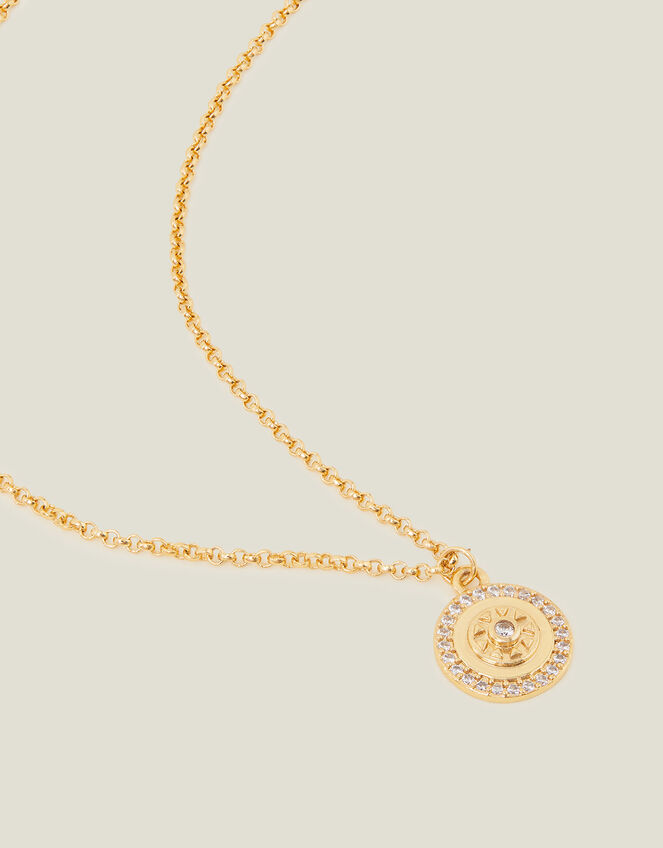 14ct Gold-Plated Disc Pendant Necklace, , large