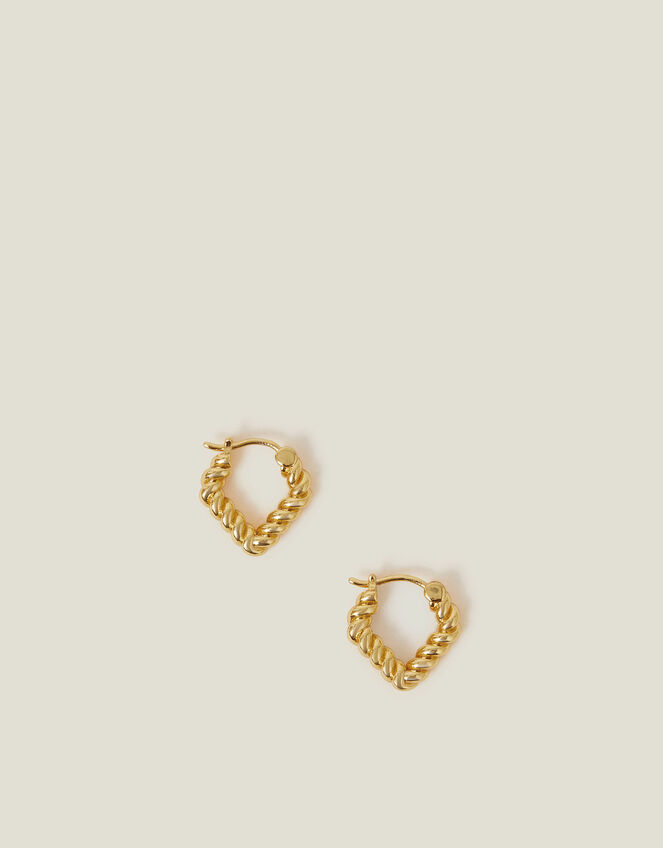 14ct Gold-Plated Twist V-Shape Hoop Earrings, , large