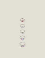 5-Pack Girls Adjustable Celestial Glitter Rings, , large