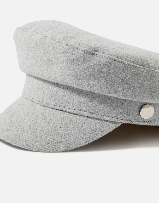 Wool Baker Boy Hat, Grey (LIGHT GREY), large