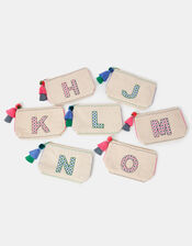 Initial Beaded Make Up Bag, Natural (NATURAL), large