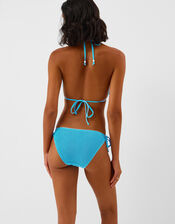 Crinkle Textured Tie Side Bikini Bottoms, Blue (BLUE), large