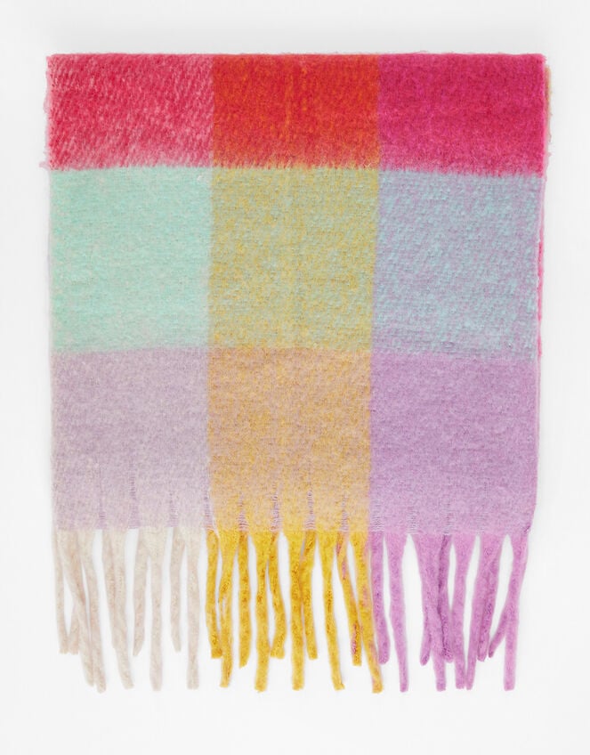 Super-Fluffy Colour-Block Scarf, , large