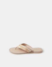 Mother of Pearl Embellished Flip Flops, Ivory (IVORY), large