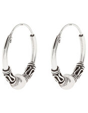 Sterling Silver Ethnic Mini Hoop Earrings, , large