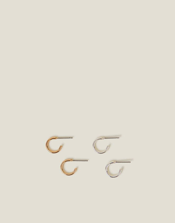 Mini Simple Hoop Earrings Set of Two, , large