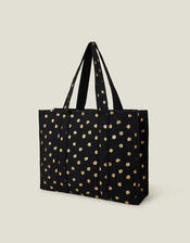 Quilted Polka Dot Shopper Tote Bag, , large