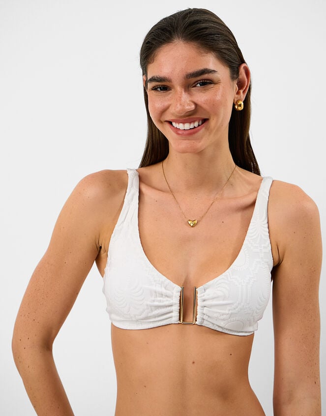 Tropical Jacquard Bikini Top, White (WHITE), large