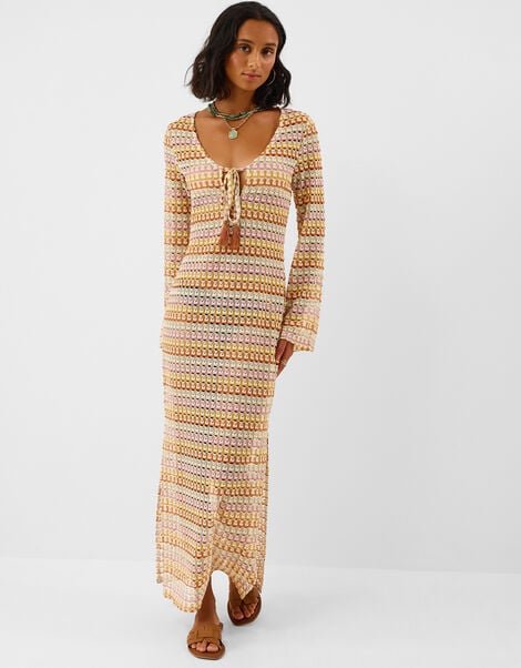Crochet Maxi Beach Dress, Multi (MULTI), large
