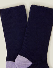 Cosy Rib Knit Socks, Blue (NAVY), large