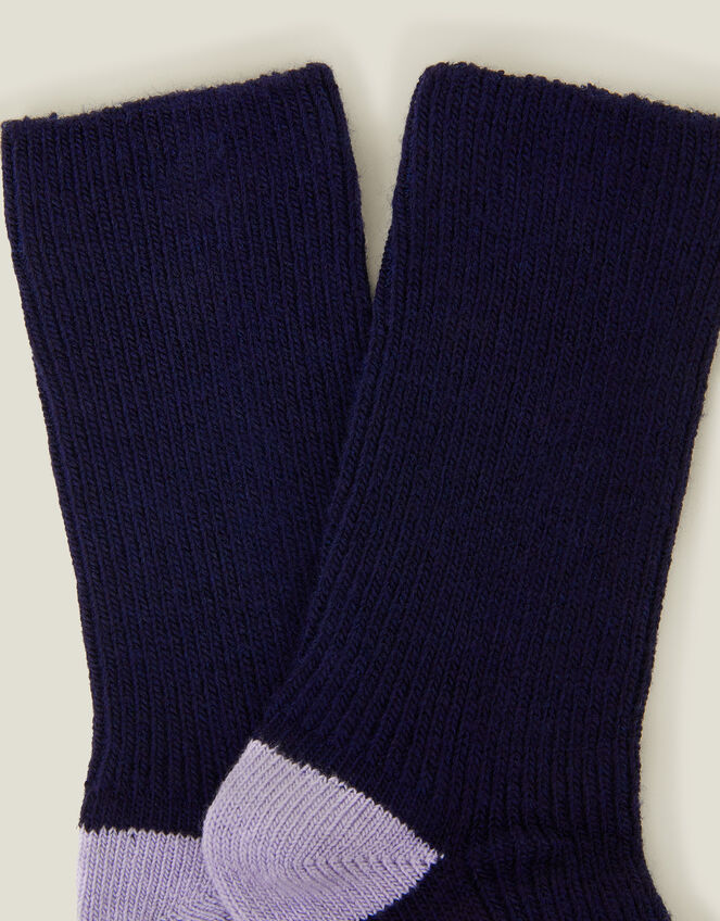 Cosy Rib Knit Socks, Blue (NAVY), large