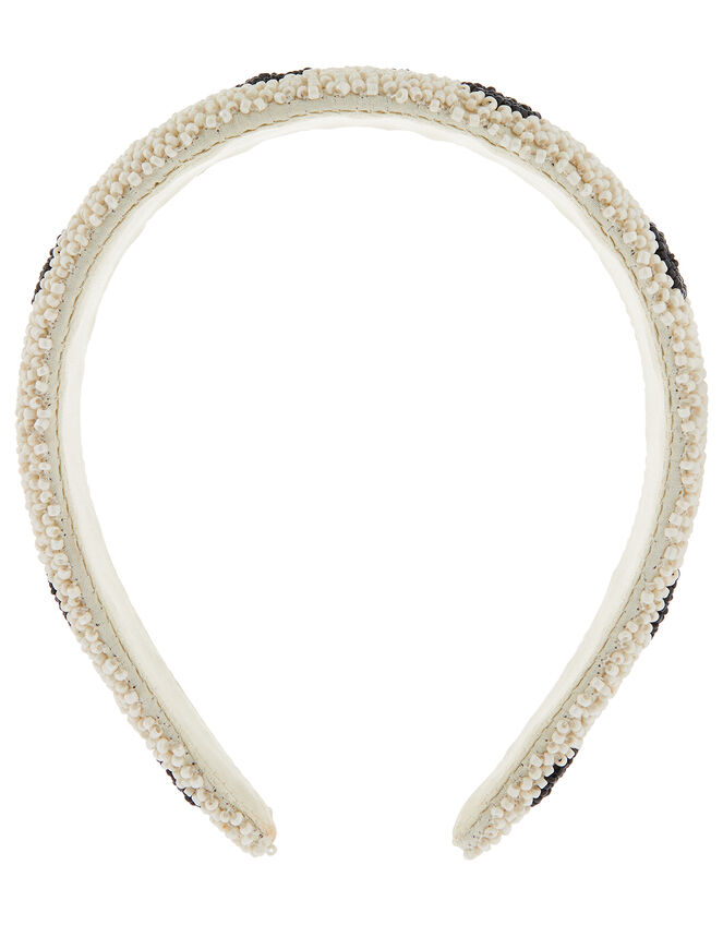 Beaded Polka Dot Wide Headband, , large