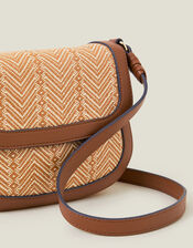 Woven Satchel Cross-Body Bag, Tan (TAN), large