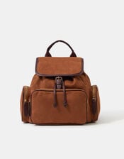 Multi-Pocket Faux Suede Backpack, , large